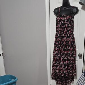 NOBO Black and Pink Floral High Low Dress